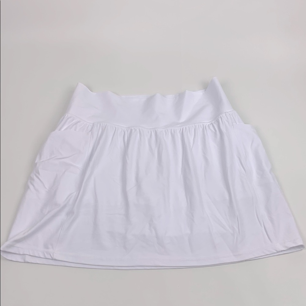 Athleta White Smocked A-Line Mini Skirt Skort With shorts attached Size 1X NEW